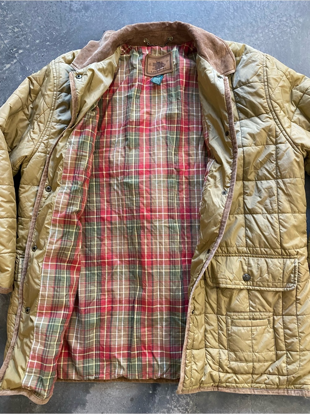 Vintage Lauren by Ralph Lauren Beige Coats, Jackets Leather Collar Sz 1X Womens - Picture 5 of 12